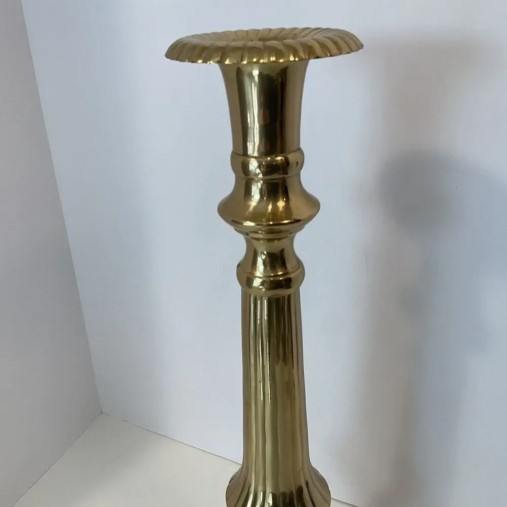 Tall Brass Candle Holder Vintage 17” Home Decor Wedding Large Mantle